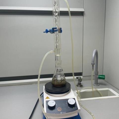 Soxhlet extraction setup used to prepare the Salvia officinalis extract